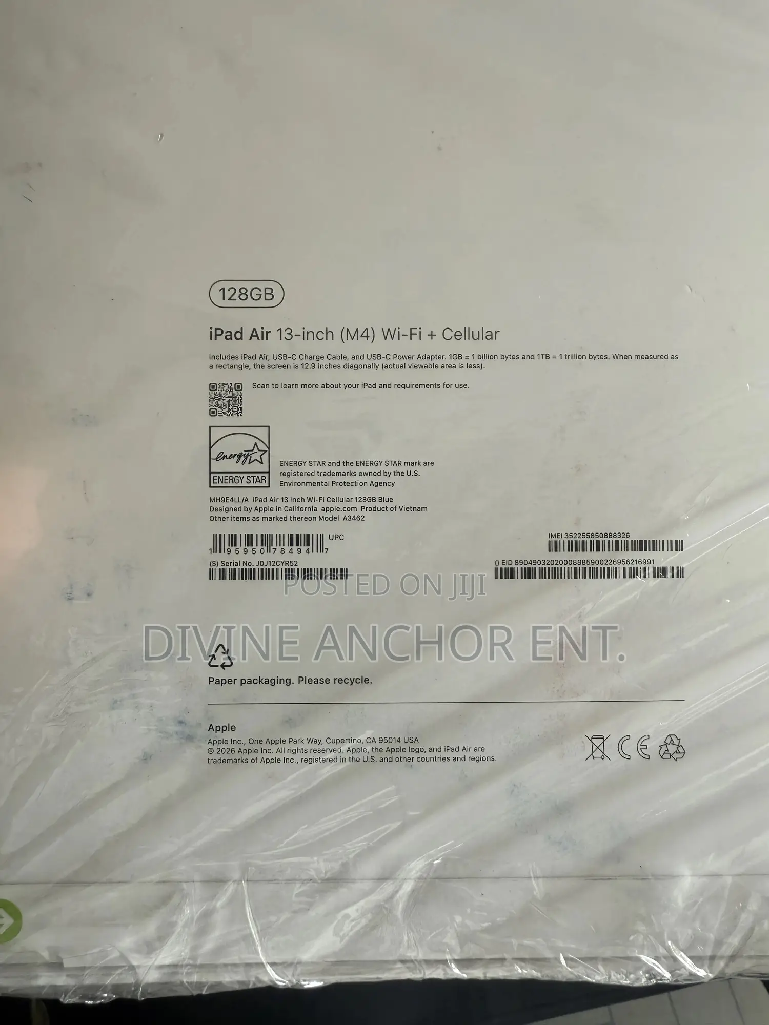 New Apple iPad Air 13 (2025) 128 GB Blue