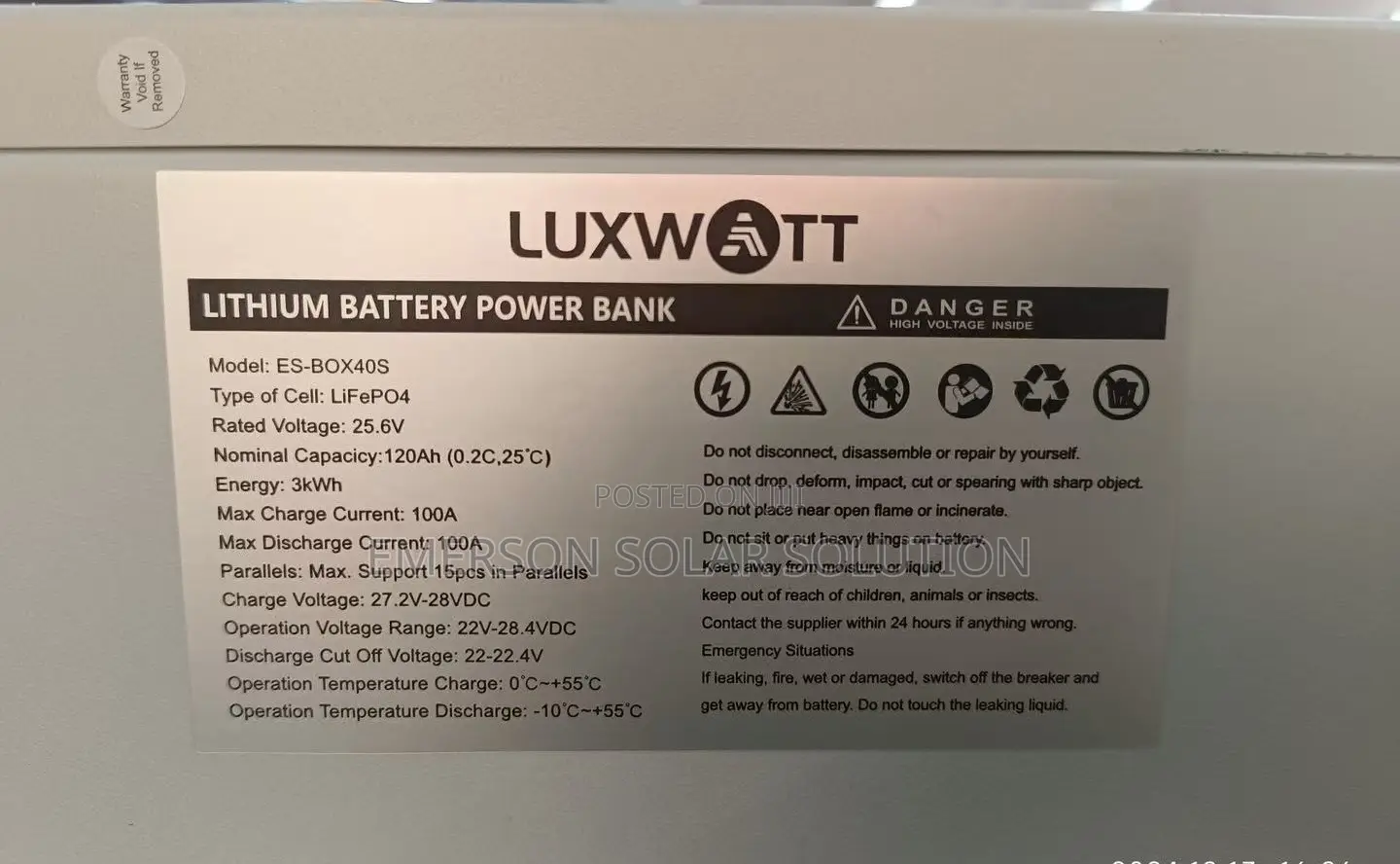 3kwh 25.6 Luxwatt Lithium Battery