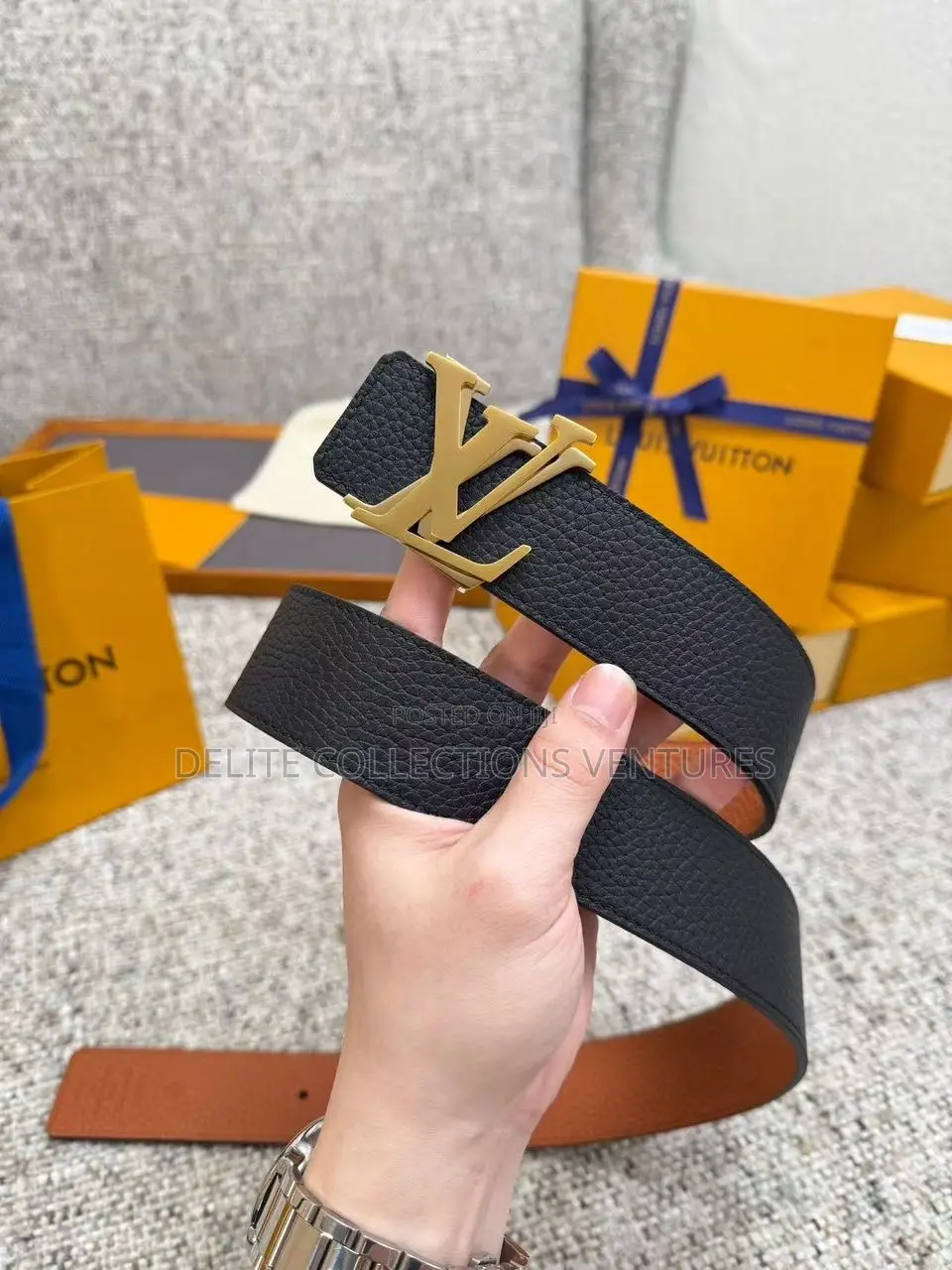 Luxury Update Louis Vuitton Initials Reversible Leather Belt.