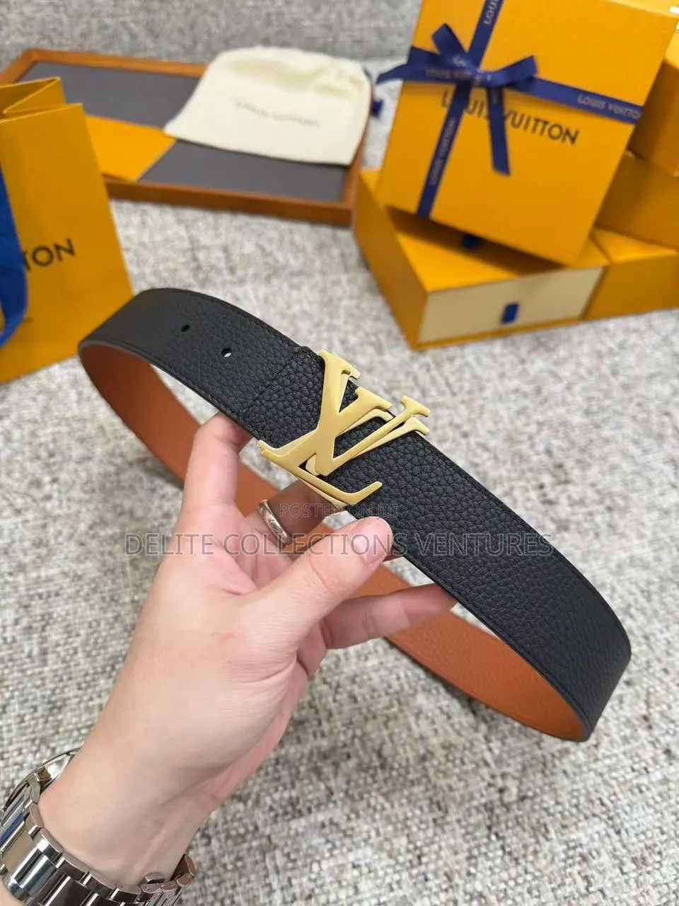 Luxury Update Louis Vuitton Initials Reversible Leather Belt.