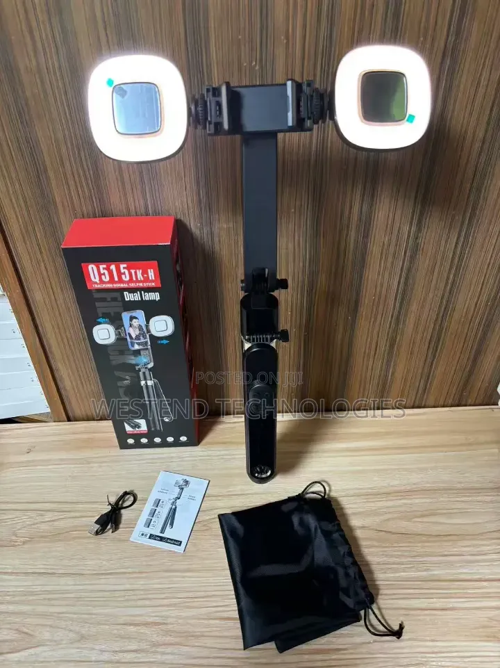 All in One Ai Face Tracking Selfie Tripod With Led Lamp 1.8m Height