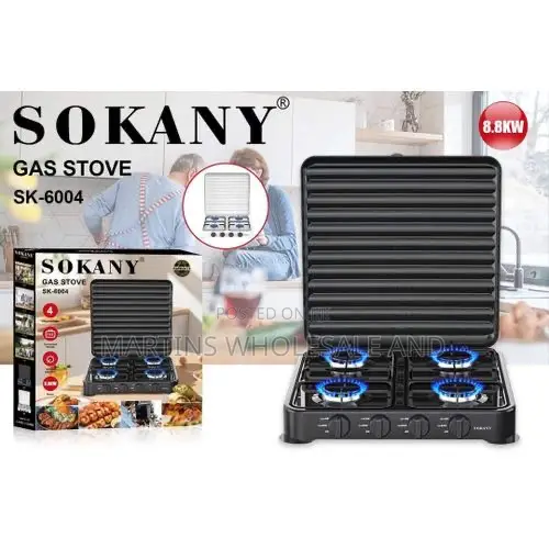 Sokany Sk-6004 4-Burner Tabletop Gas Stove With a Black Finish