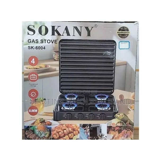 Sokany Sk-6004 4-Burner Tabletop Gas Stove With a Black Finish