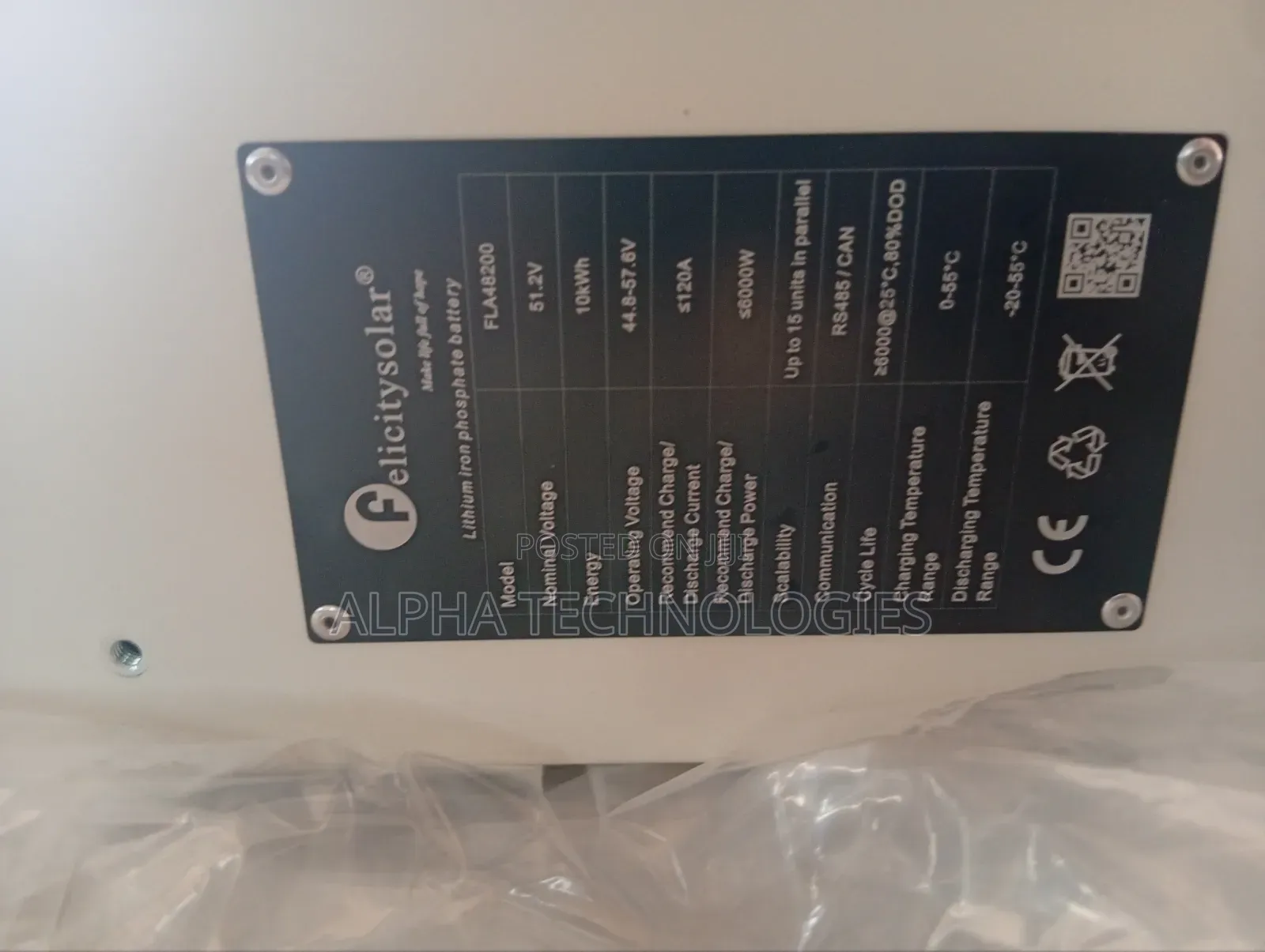 Felicity 10kwh Lithium Ion Phosphate Battery