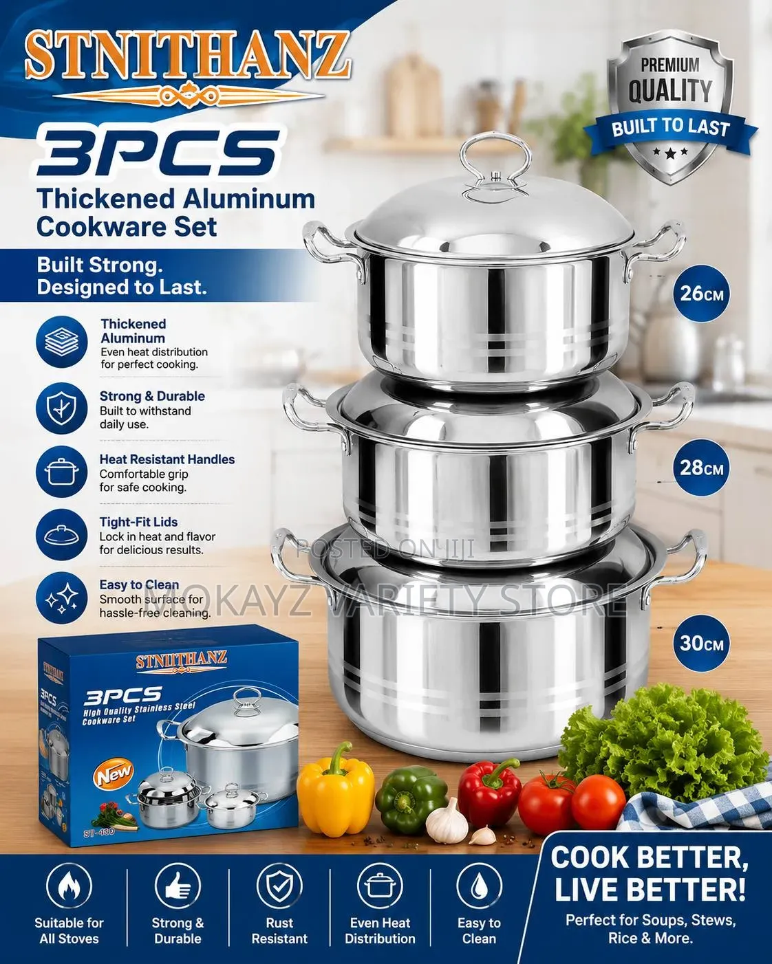 3pcs Stnithanz Superior Quality Thickened Stainless Steel