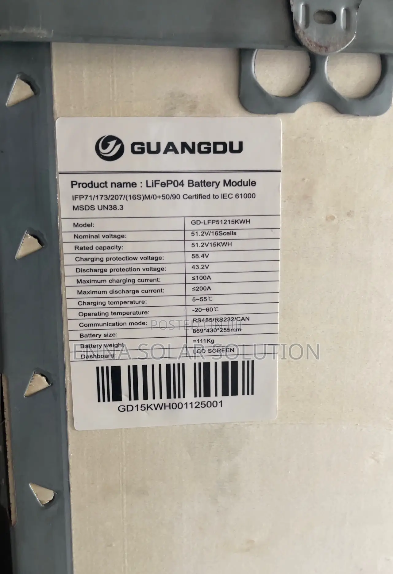 15kwh 48v Lithium Battery Guangdu