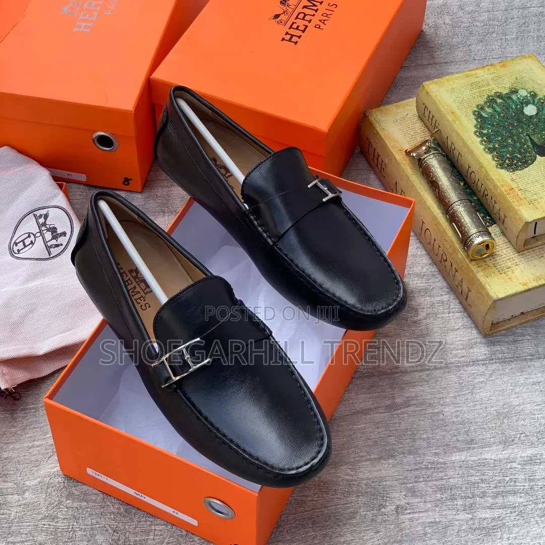 Mens Hermes Drivers Leather and Suede Loafes