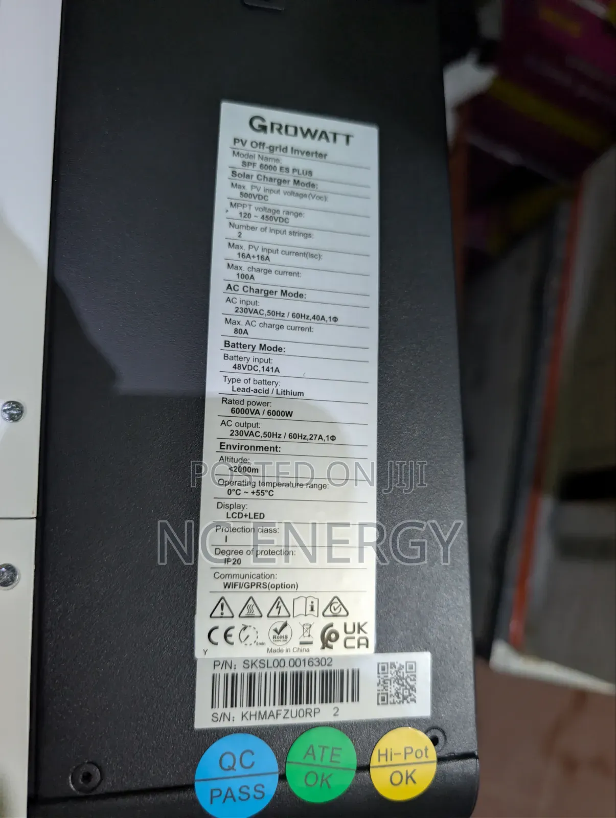 Growatt Off-Grid Inverter 6kva With Wifi Module
