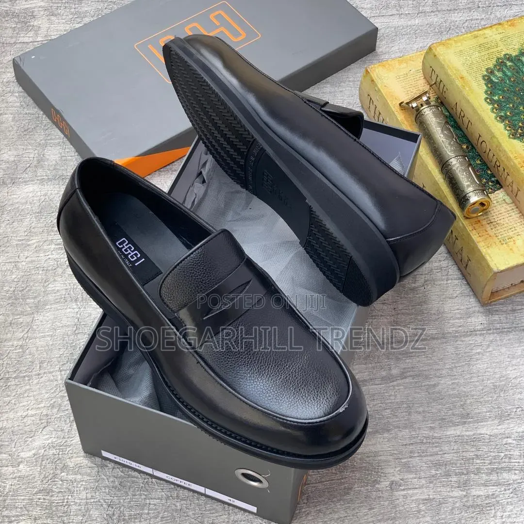 Men Shoes Leather Penny Loafersnin Black and Brown