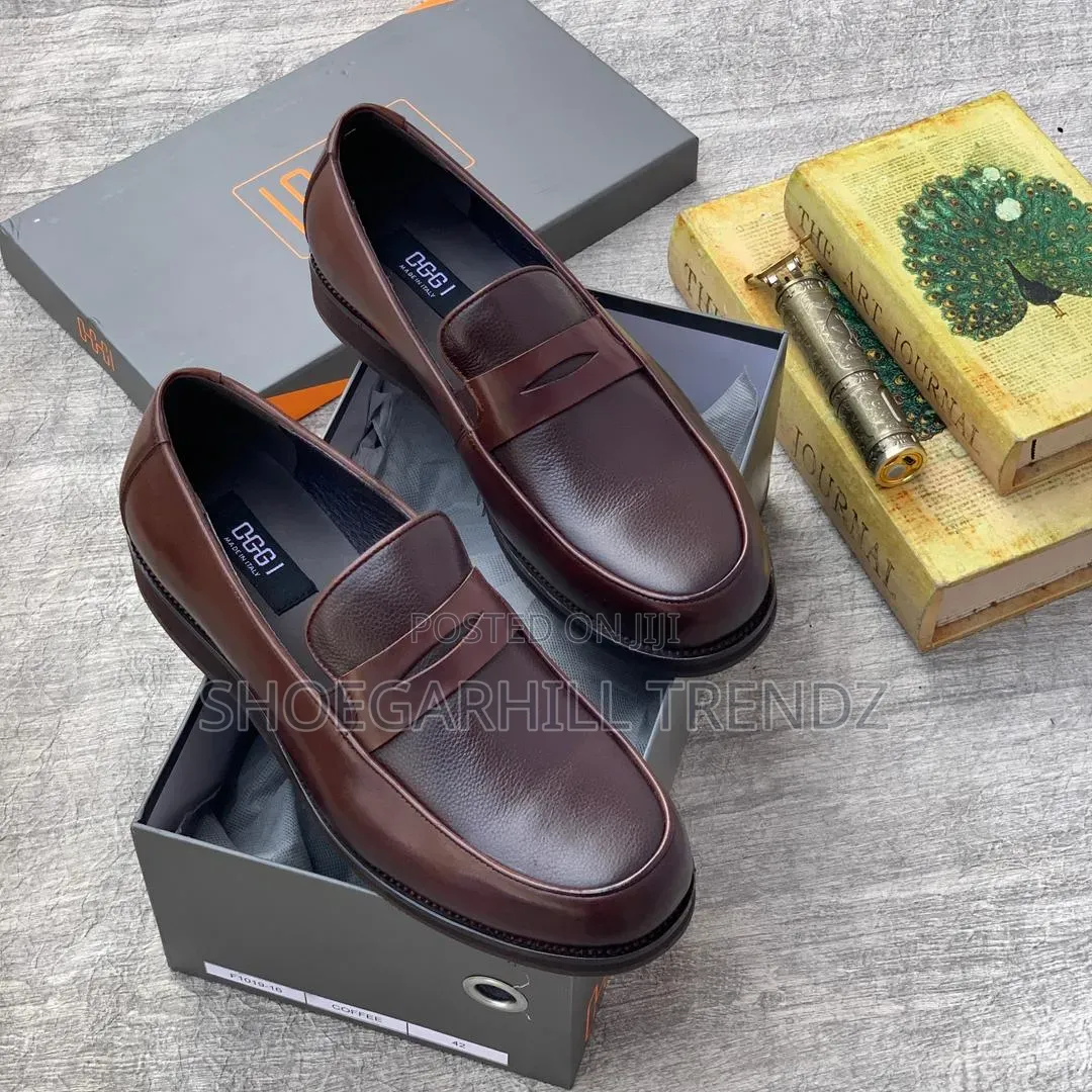 Men Shoes Leather Penny Loafersnin Black and Brown