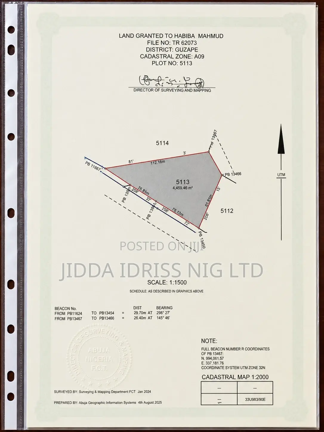 Direct Mandate: 4,459sqm Residential Plot In Guzape Main Abuja