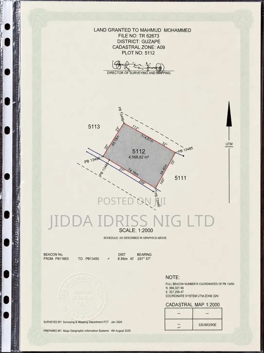 Direct Mandate: 4,568sqm Guzape Main Plot 5112 With C Of O