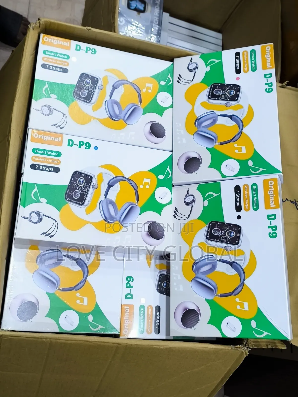 D-P9 Smart Watch Combo Set – 7 Straps, Charger, Headset, Mini Speaker