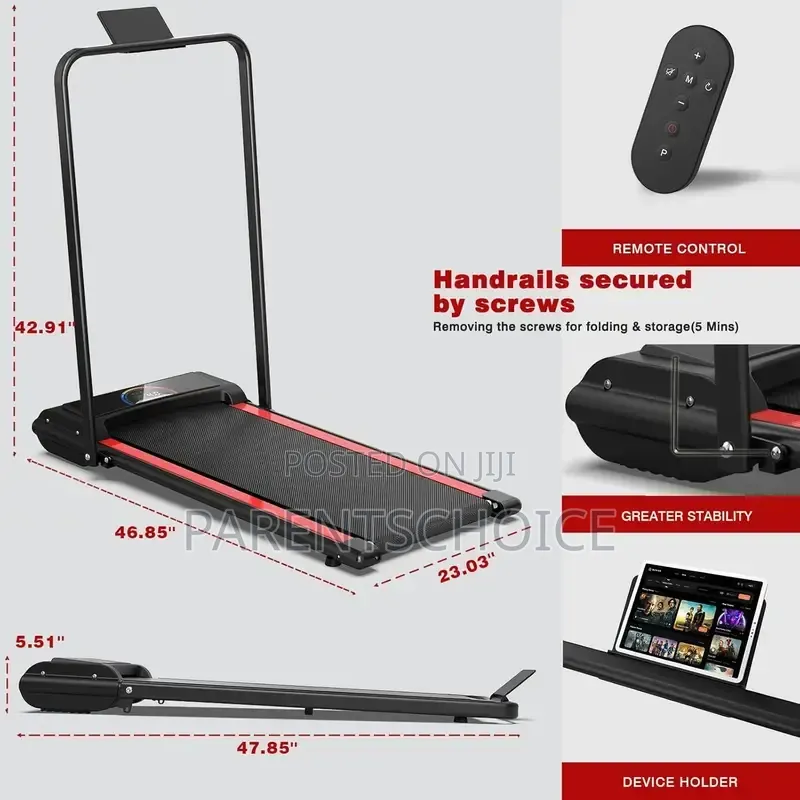 Compact Walking Pad Treadmill With Safety Handrail