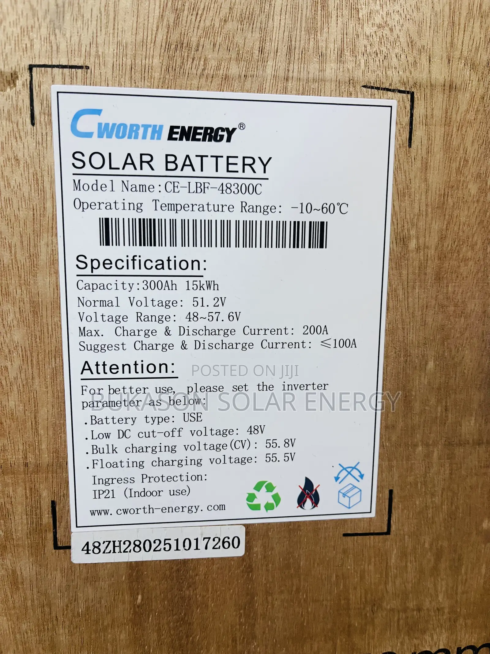 15kwh 48v Cworth Lithium Ion Battery