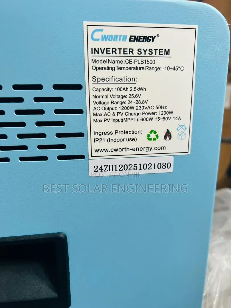 Cworth 1200w With 2.5kwh Battery All in One Solar System (Solar Gen)