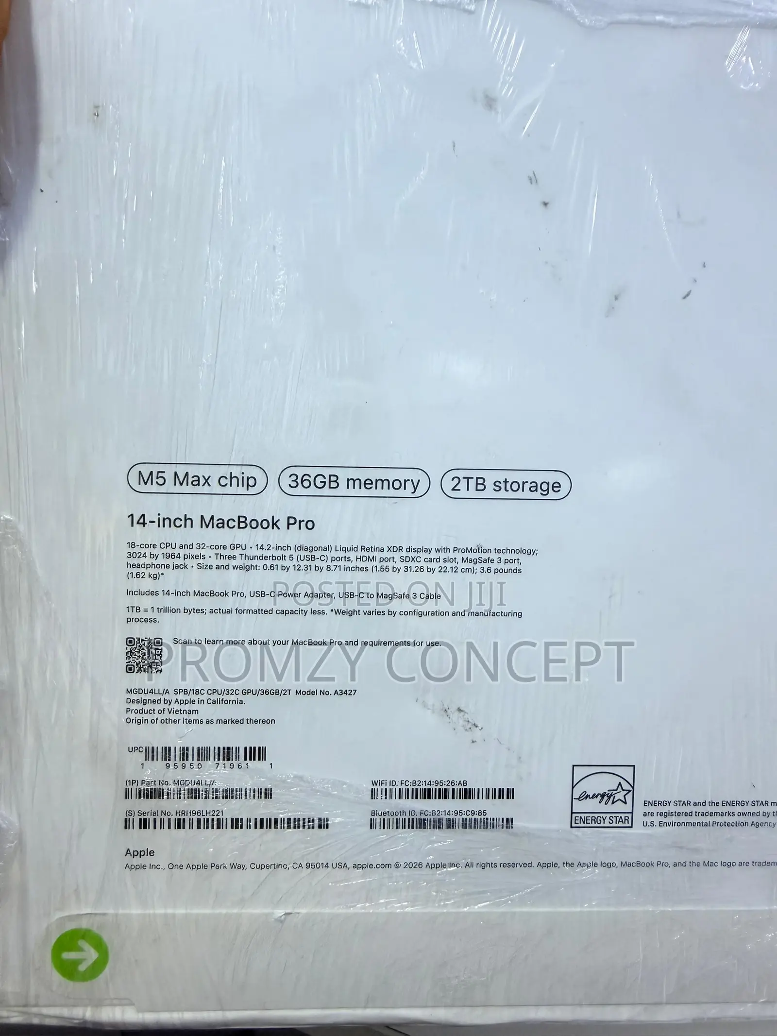 New Apple MacBook Pro 2026 M5 Max 16-inch 36GB Apple M5 Max SSD 2T