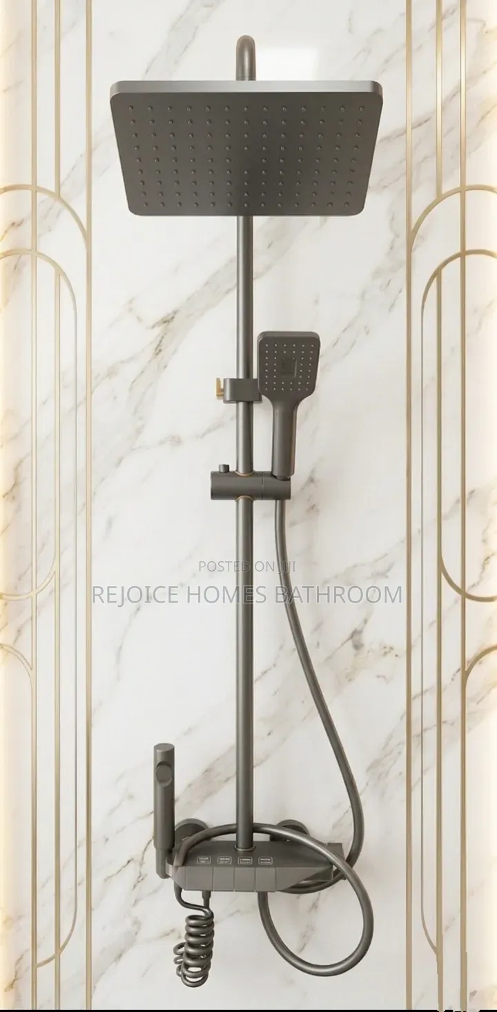 Luxury Gunmetal Grey Piano Key Shower Set Mixer
