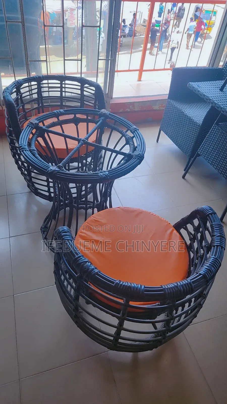 Bistro by 2 Black With Orange Cushion