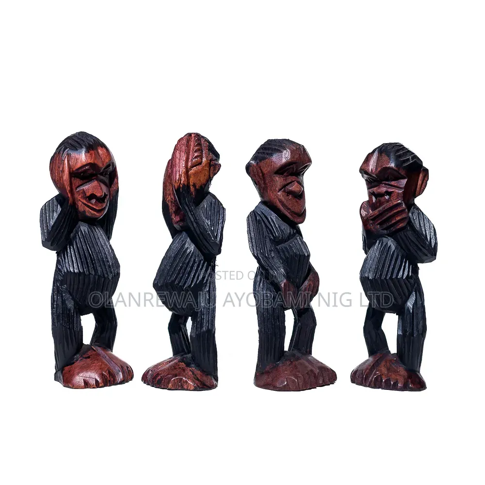 4-Wise Monkeys Wooden Sculpts