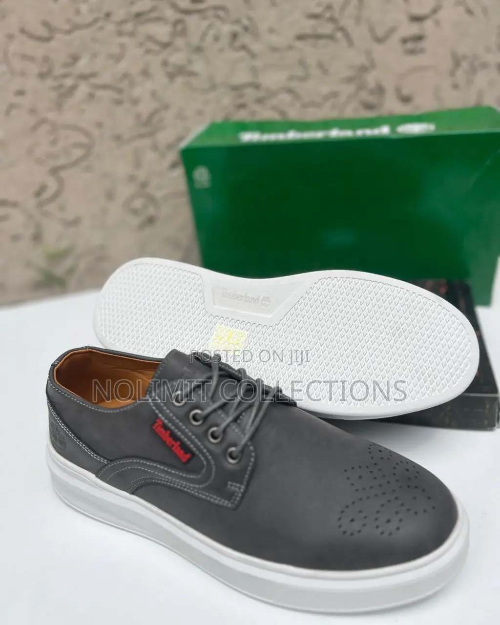 Timberland Lace Up Sneakers With White Sole and Brogue Toe Details