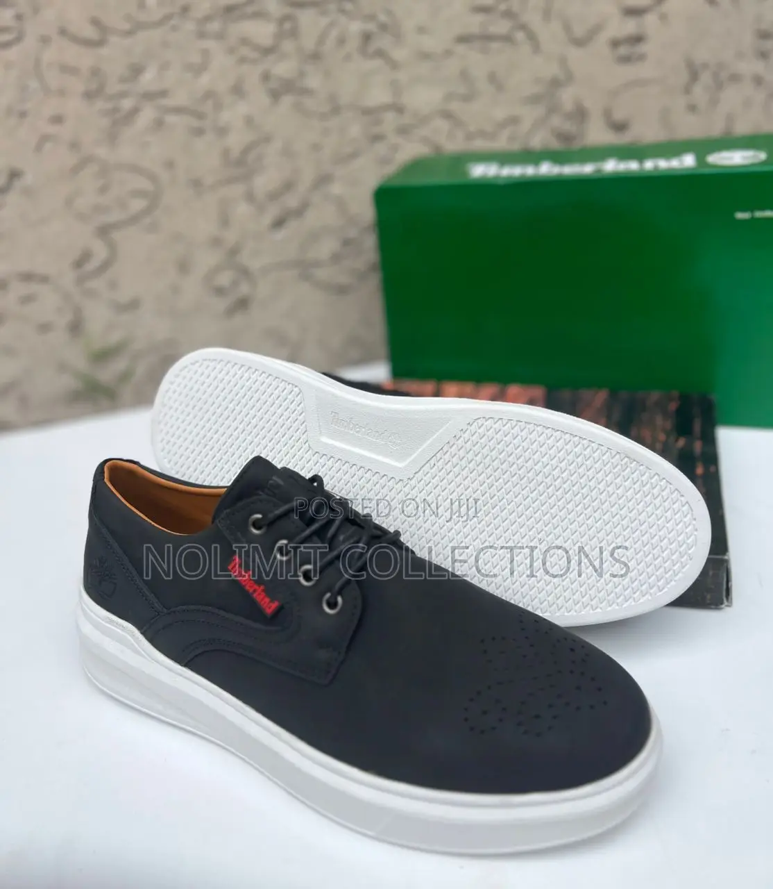 Timberland Lace Up Sneakers With White Sole and Brogue Toe Details