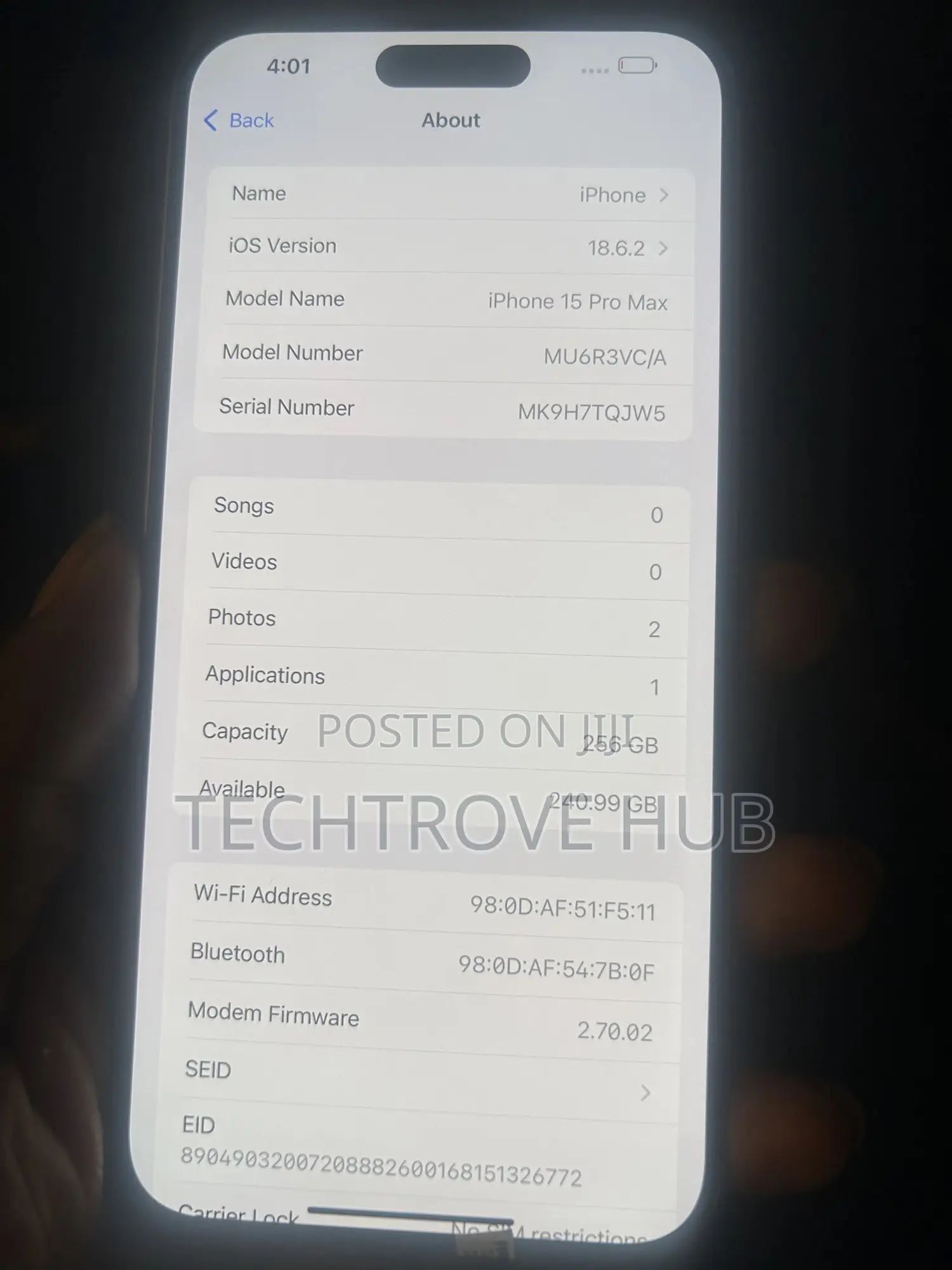 Apple iPhone 15 Pro Max 256 GB Silver