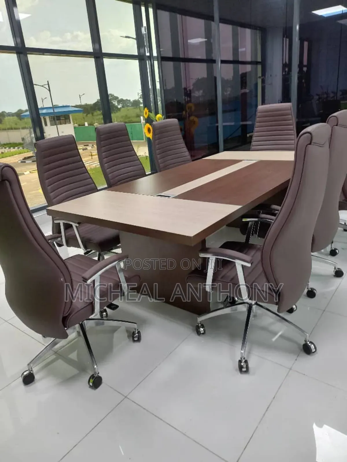 Executive Office Table 2.4m With 8 Office Chairs