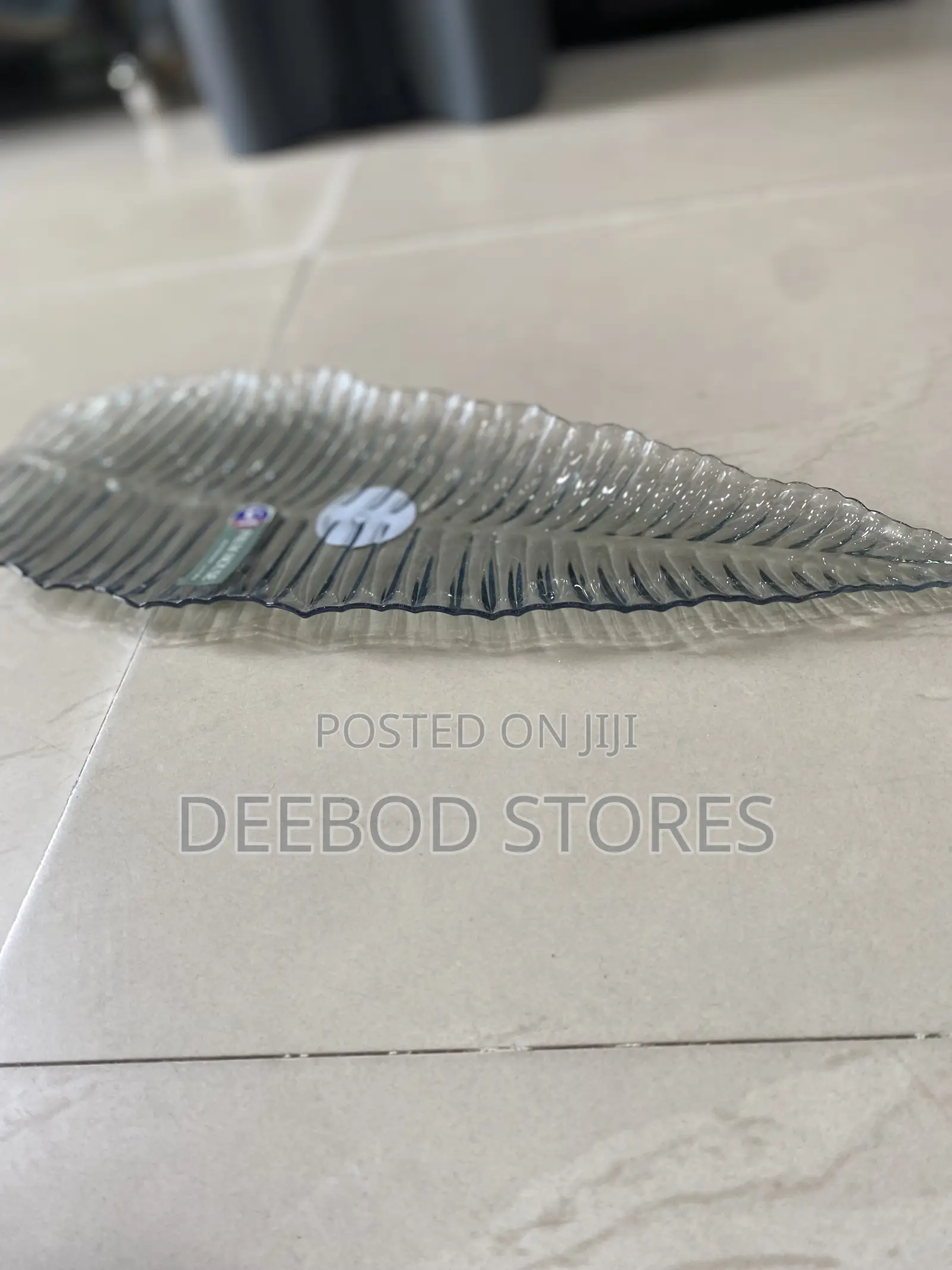 Glass Leaf-Shaped Serving Platter