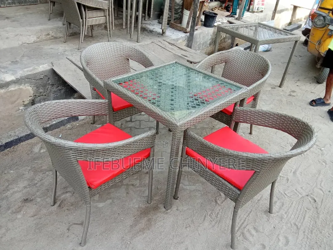 C Chair Design Gray With Rattan Table