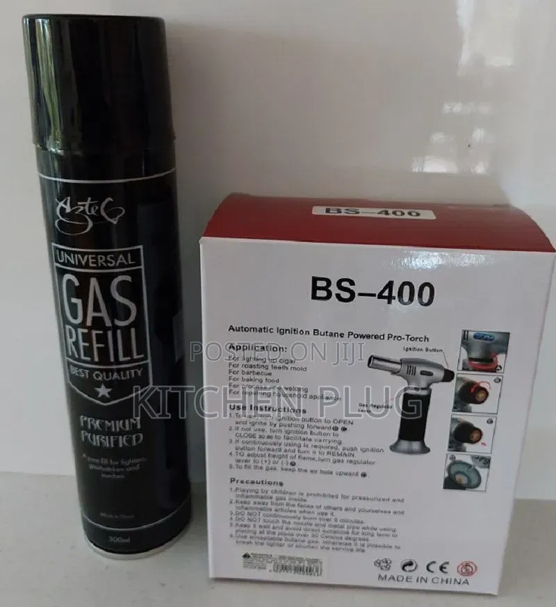 Butane-Powered Cigar Lighter and Kitchen Torch With Refill Gas