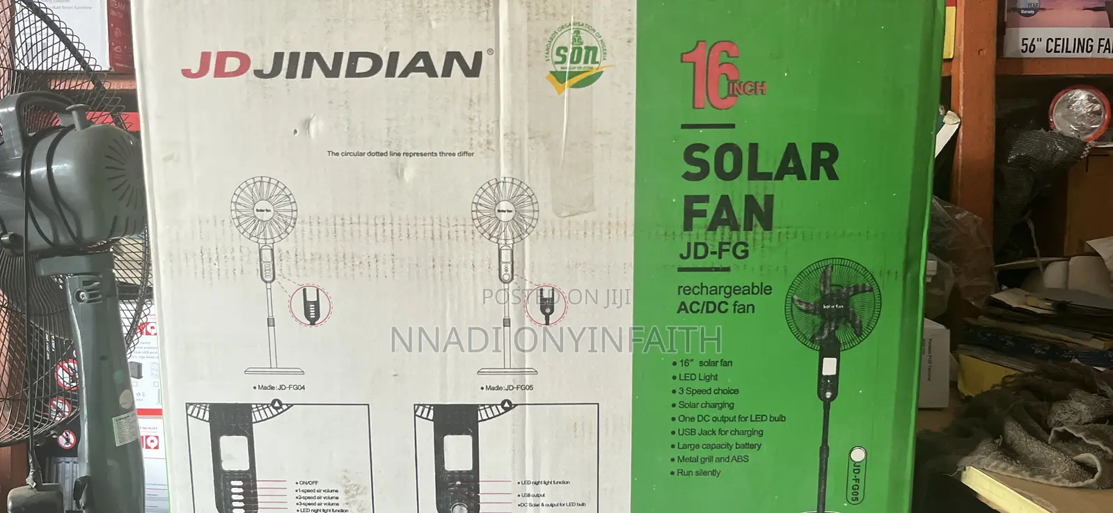 16” Solar Rechargeable Ac/Dc Fan