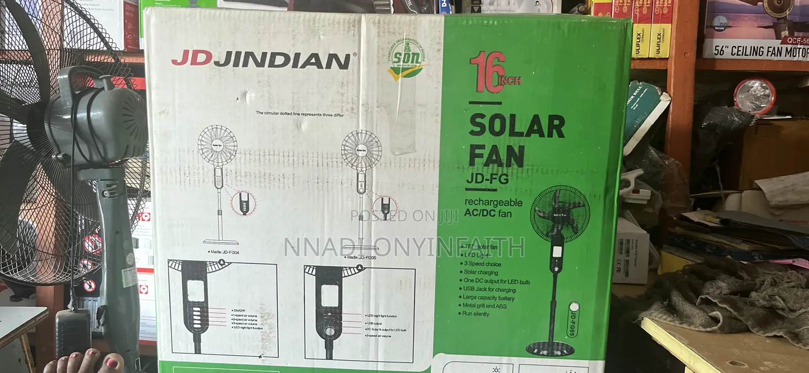 16” Solar Rechargeable Ac/Dc Fan