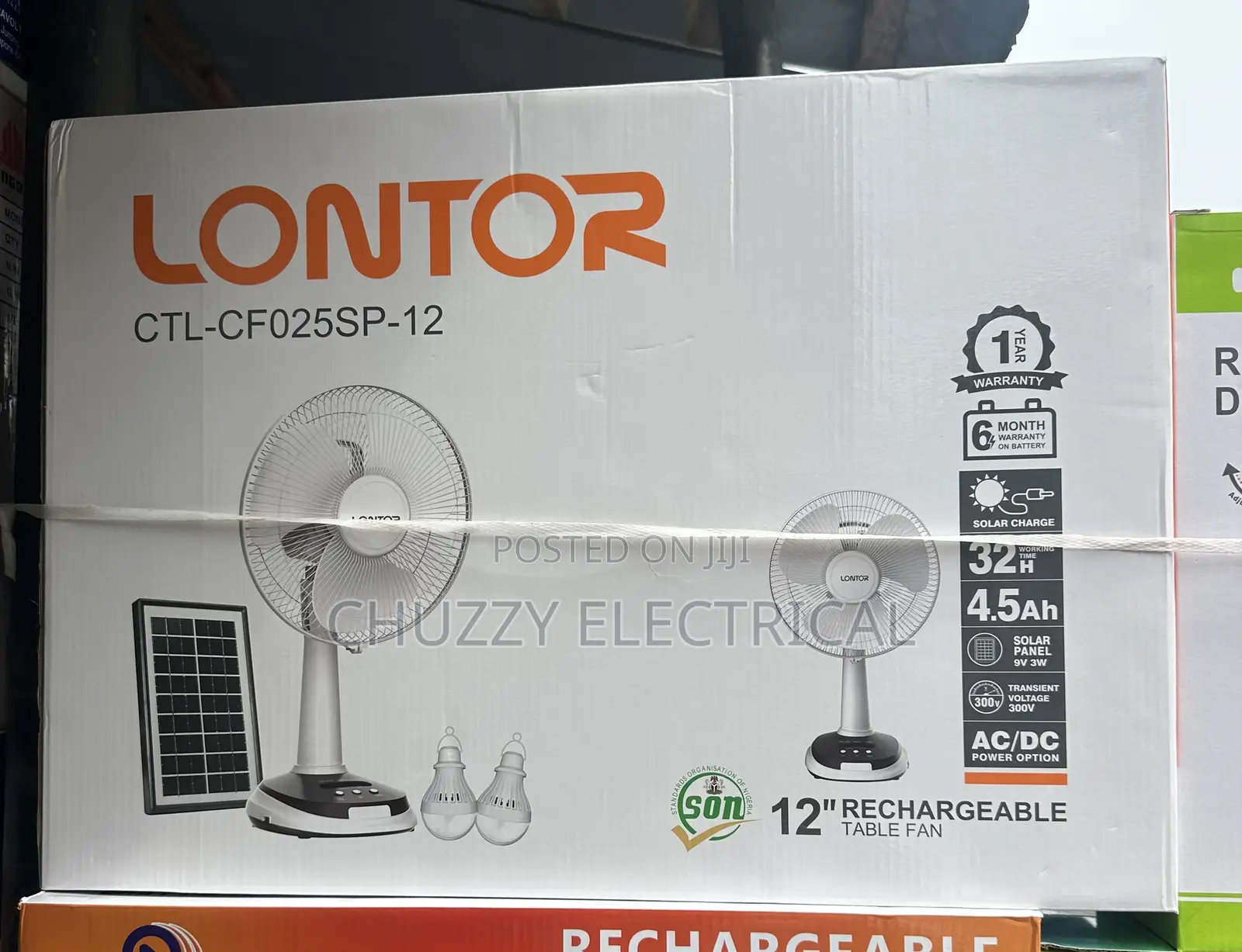 Ctl-cf025sp-12 12" Rechargeable Table Fan