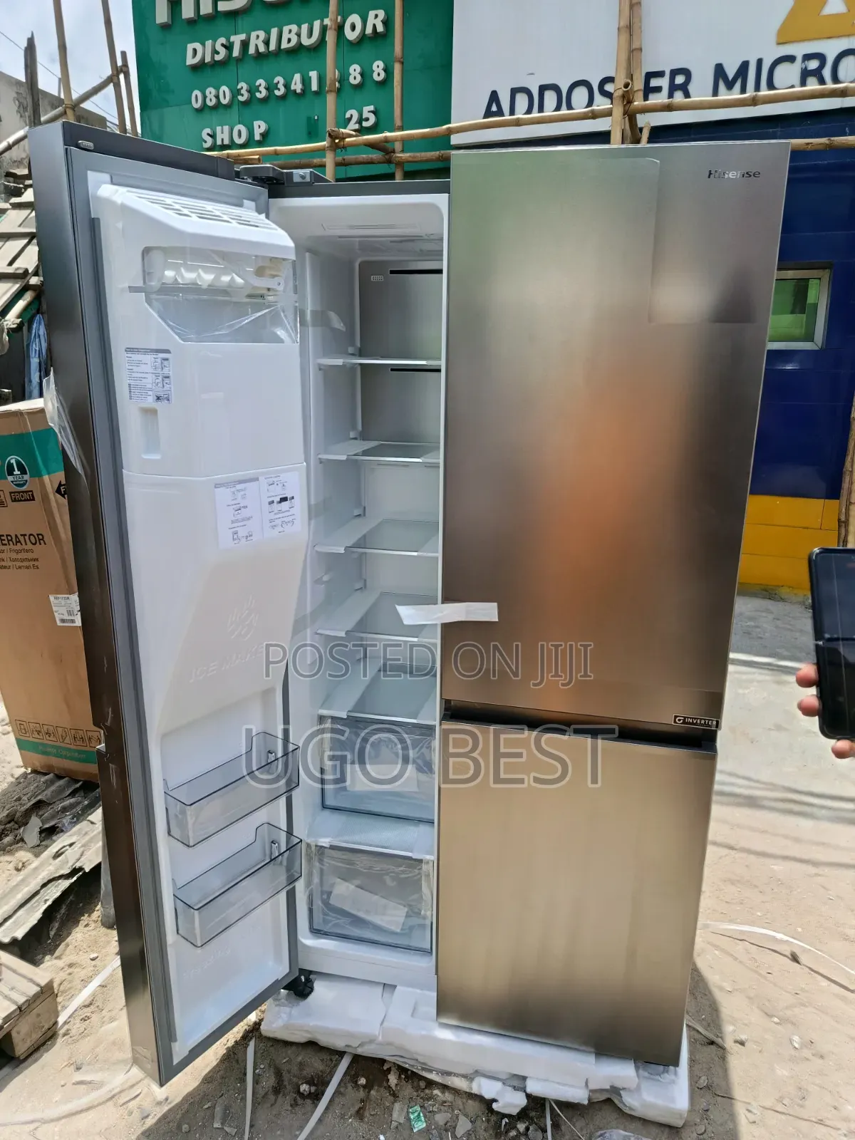 Hisense Side by Side Fridge With Dispenser Frost Free Cooper Coil