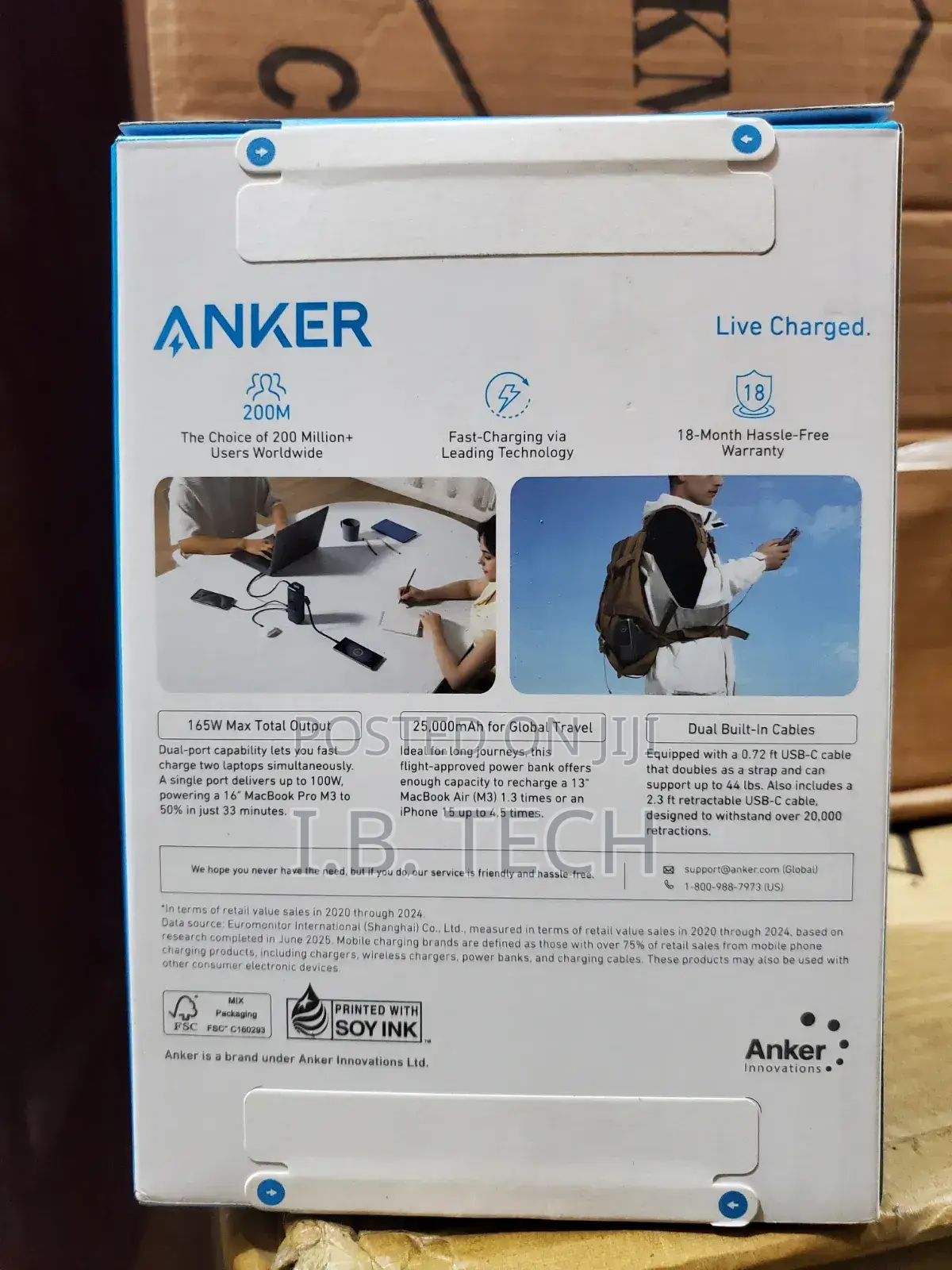 Anker Multi-devices Charging Power Bank ( 25k,165w, Built-in Cables)