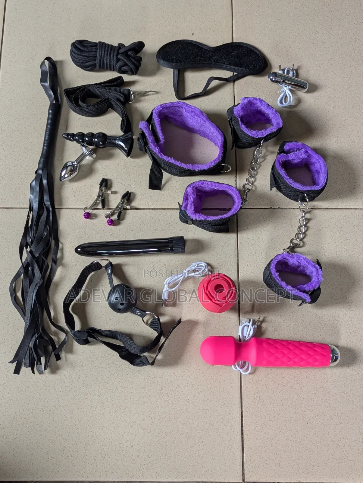 16 PCS BDSM Kit Sets + Rose Sucker Clitoris Magic Wand Sex Toy