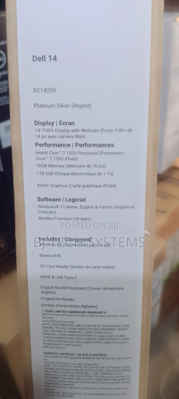 New Laptop Dell 14 Premium 16GB Intel Core i7 SSD 1T