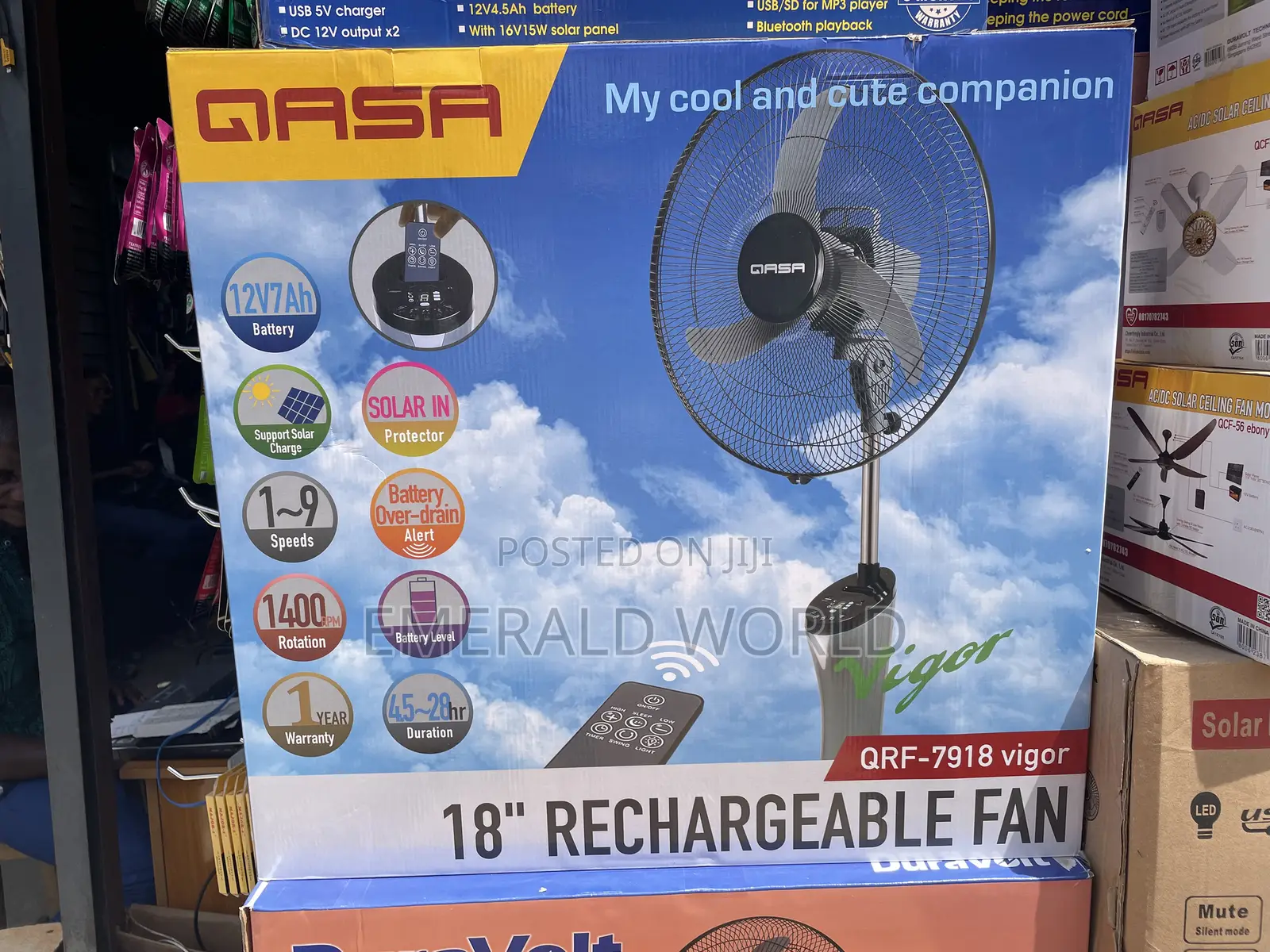 Qasa 18” Rechargeable Standing Fan(Qrf-7918)