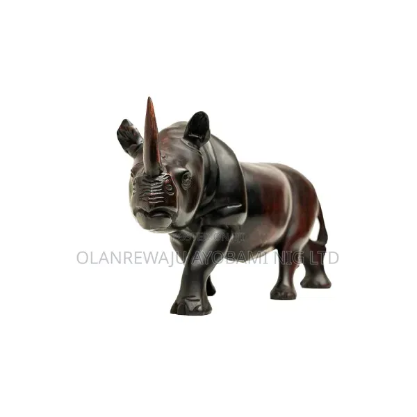 Ebony Wood Rhino Sculpture
