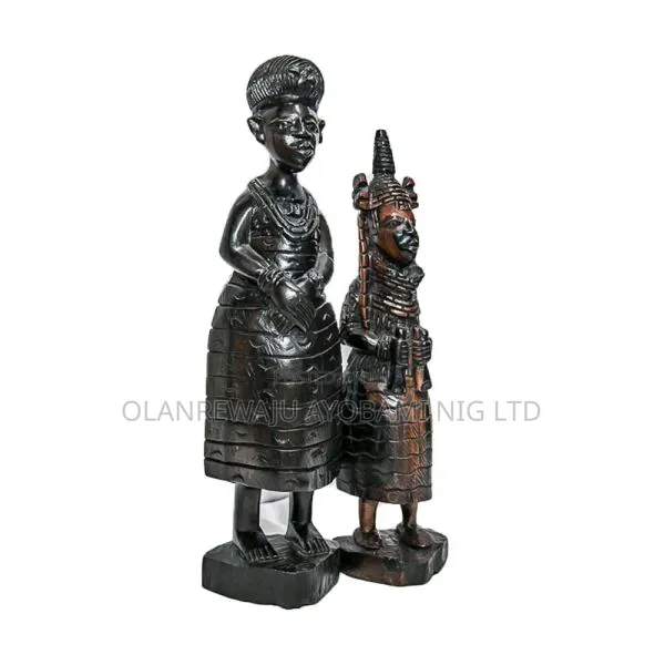 Hand Carved Benin King Queen Stands