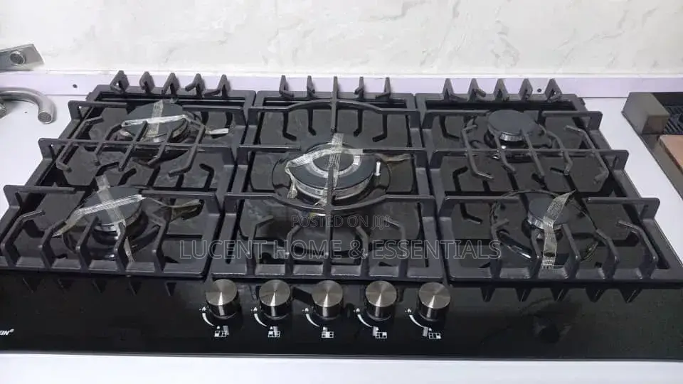Brand New 5-Burner Built-in Glass Gas Hob – Sleek Black Design