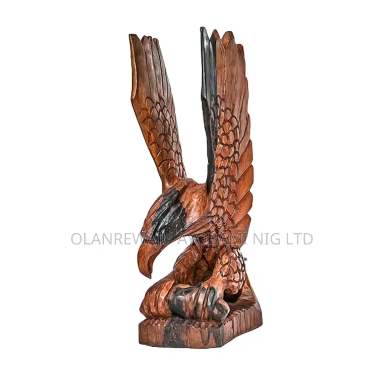 Hand-Carved Wooden Eagle Sculpt Stand