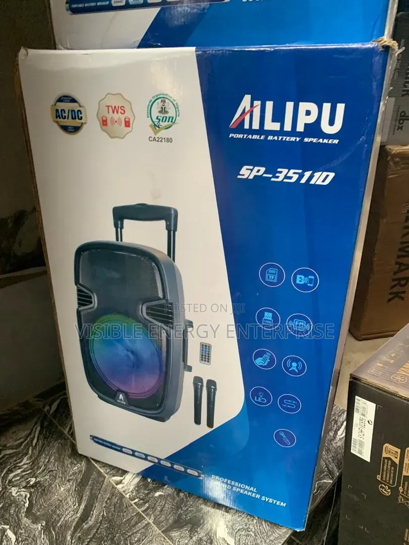 Ailipu Sp-3511d Portable Battery Speaker With Wireless Microphones.