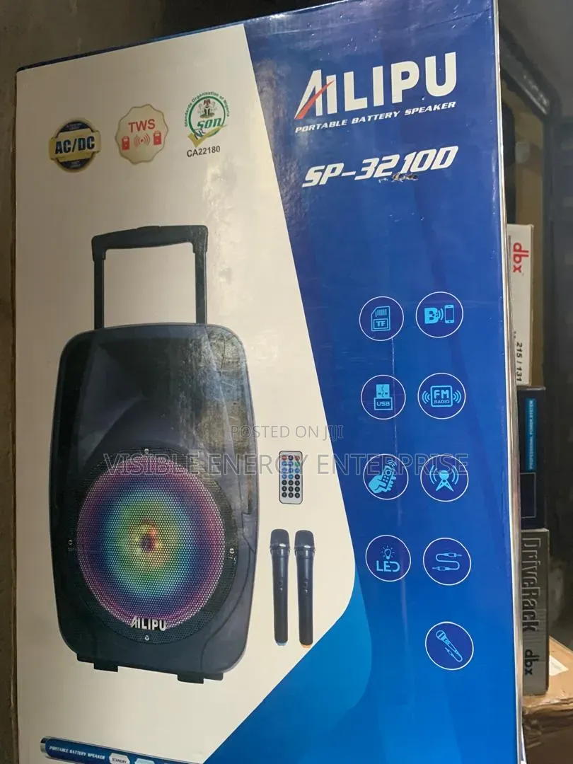 Ailipu Sp-3210d Trolley Pa Speaker,Led Lights Wireless Microphones.