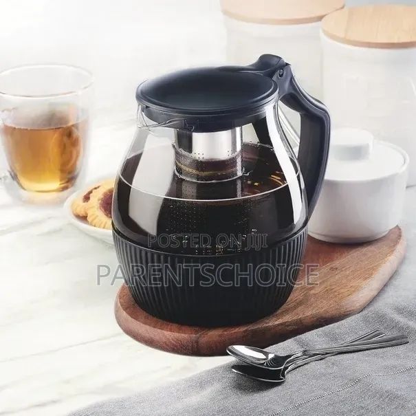 Glass Teapot With a Black Infuser and Holder - 1800ml