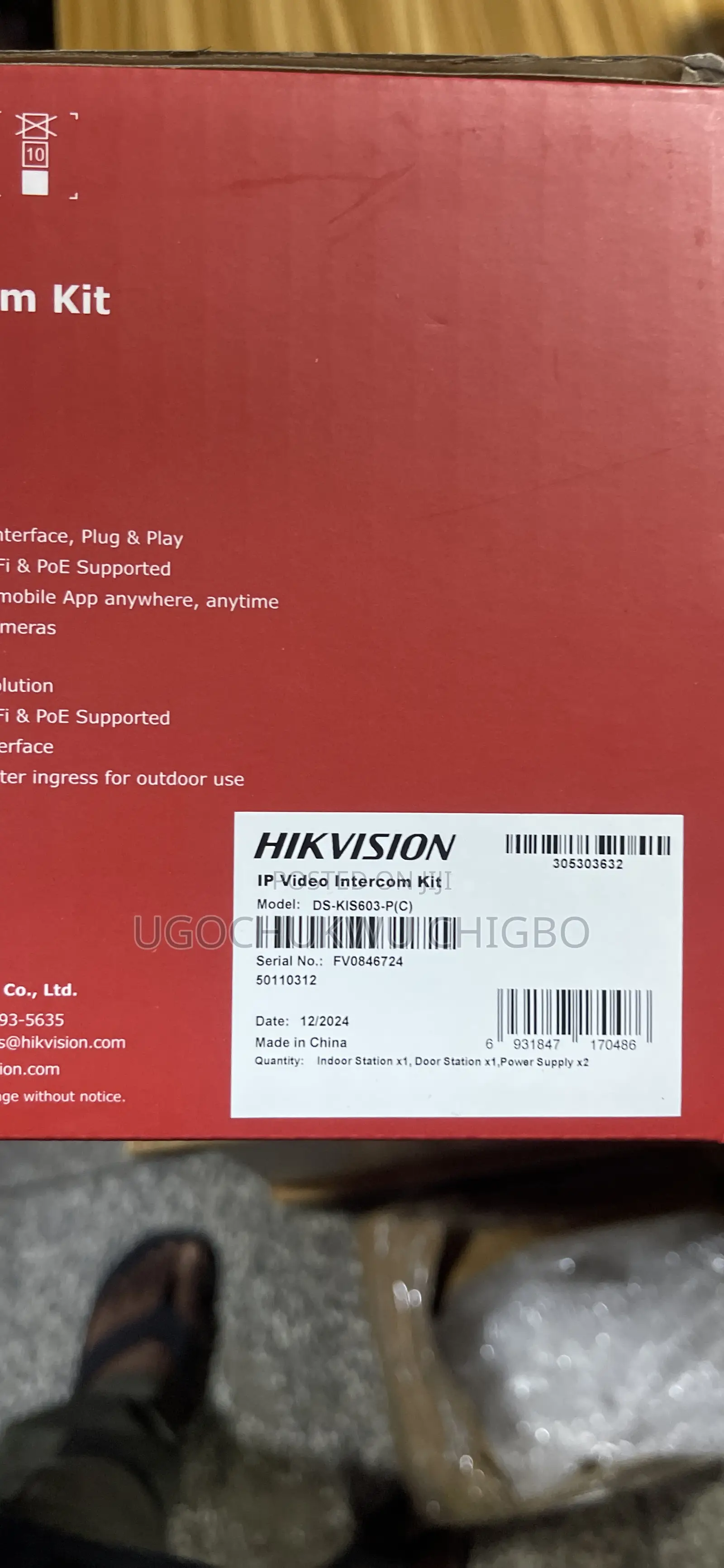 Hikvision Ds-Kis603-P(c) Ip Video Doorbell