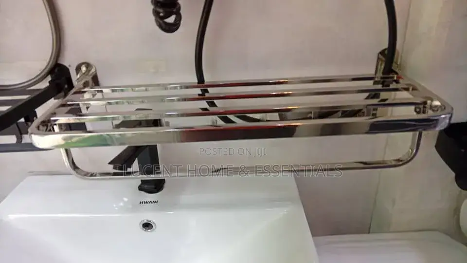 Foldable Stainless Steel Towel Rack Storage Shelf – Hotel Quality