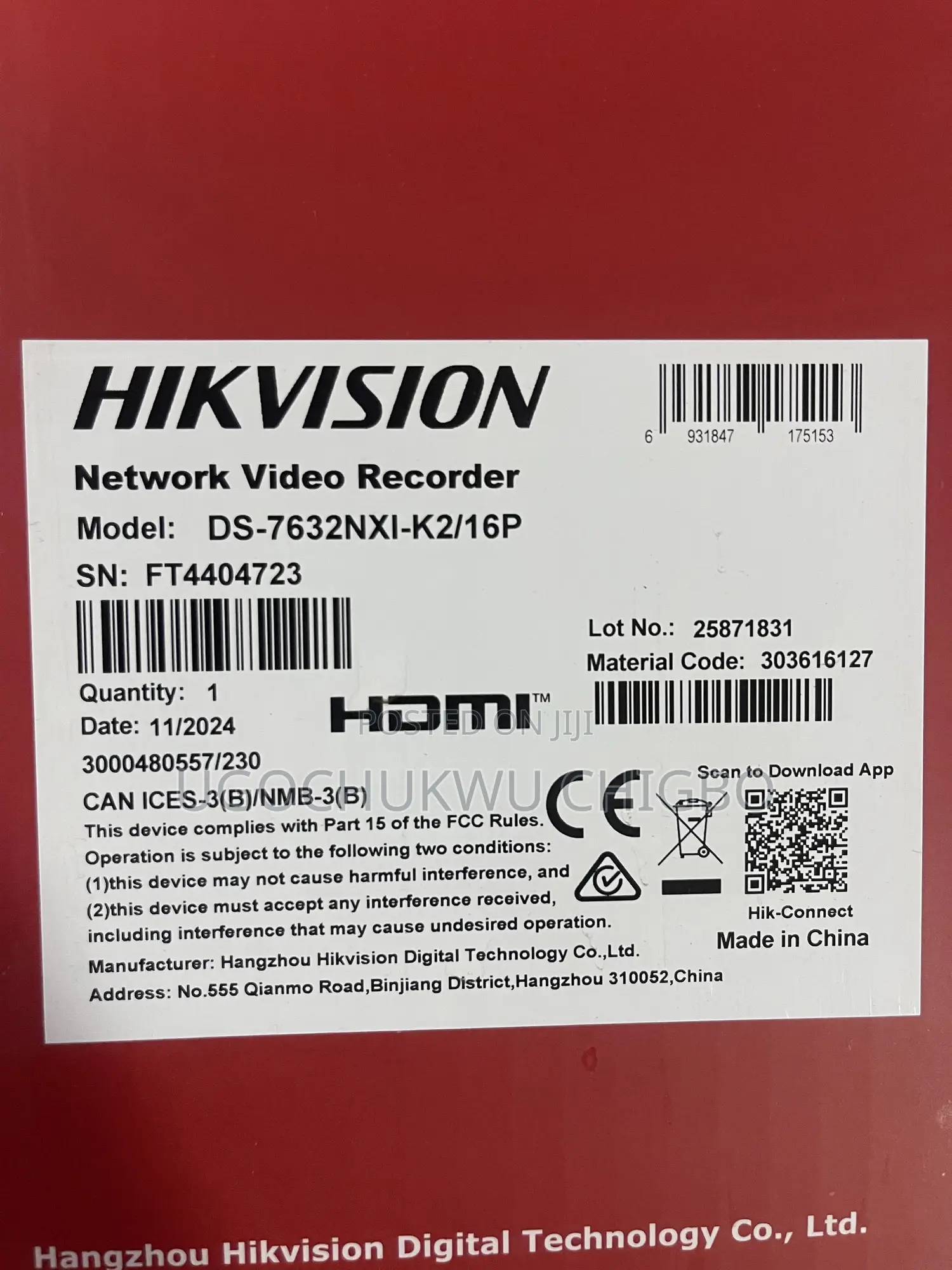 Hikvision Ds-7632nxi-/16p 32 Channel NVR With Poe