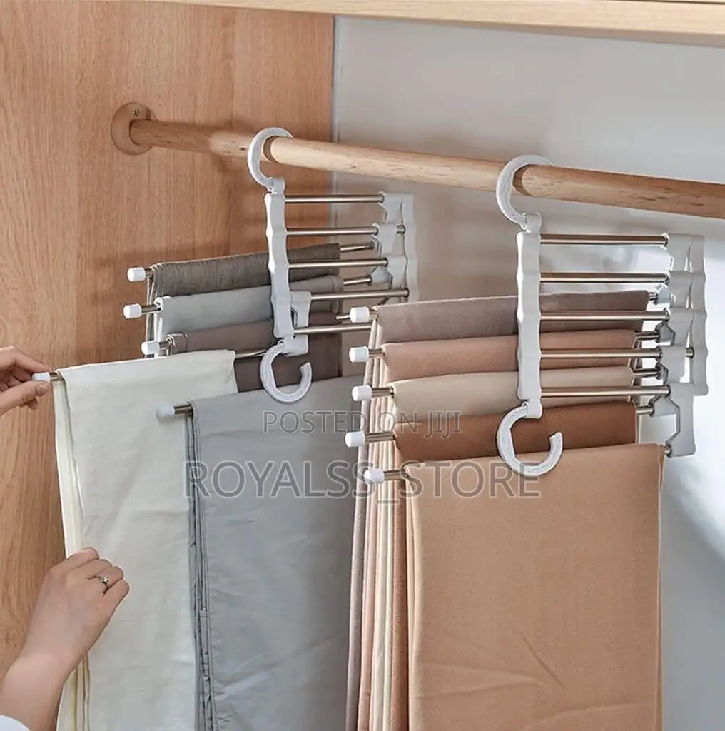 5 in 1 Multi Layered Pants Rack for Trousers Scarf and Travel Storage